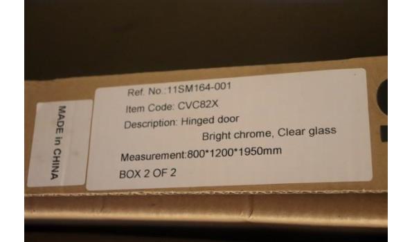glazen douchewand met deur afm 800x1200x1950mm